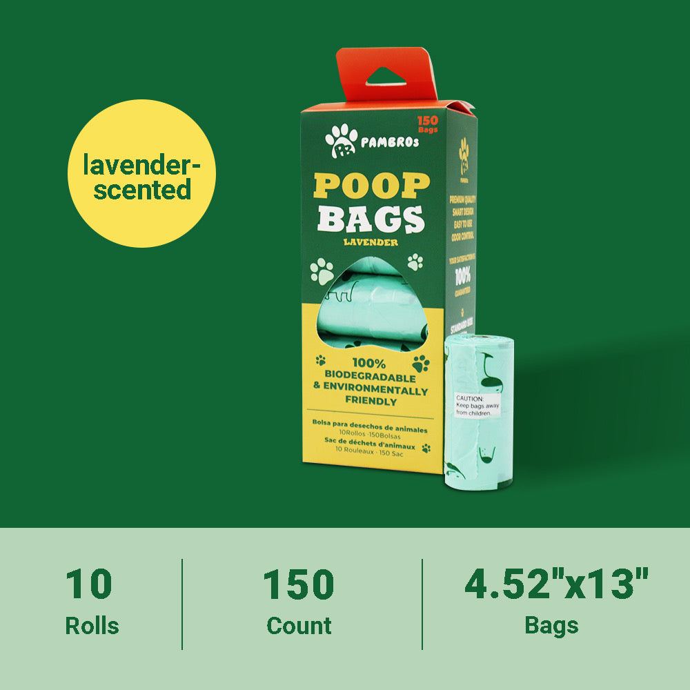Biodegradable Scented Dog Poop Bags – Leak-Proof &amp; Lavender-Scented (150 Bags)