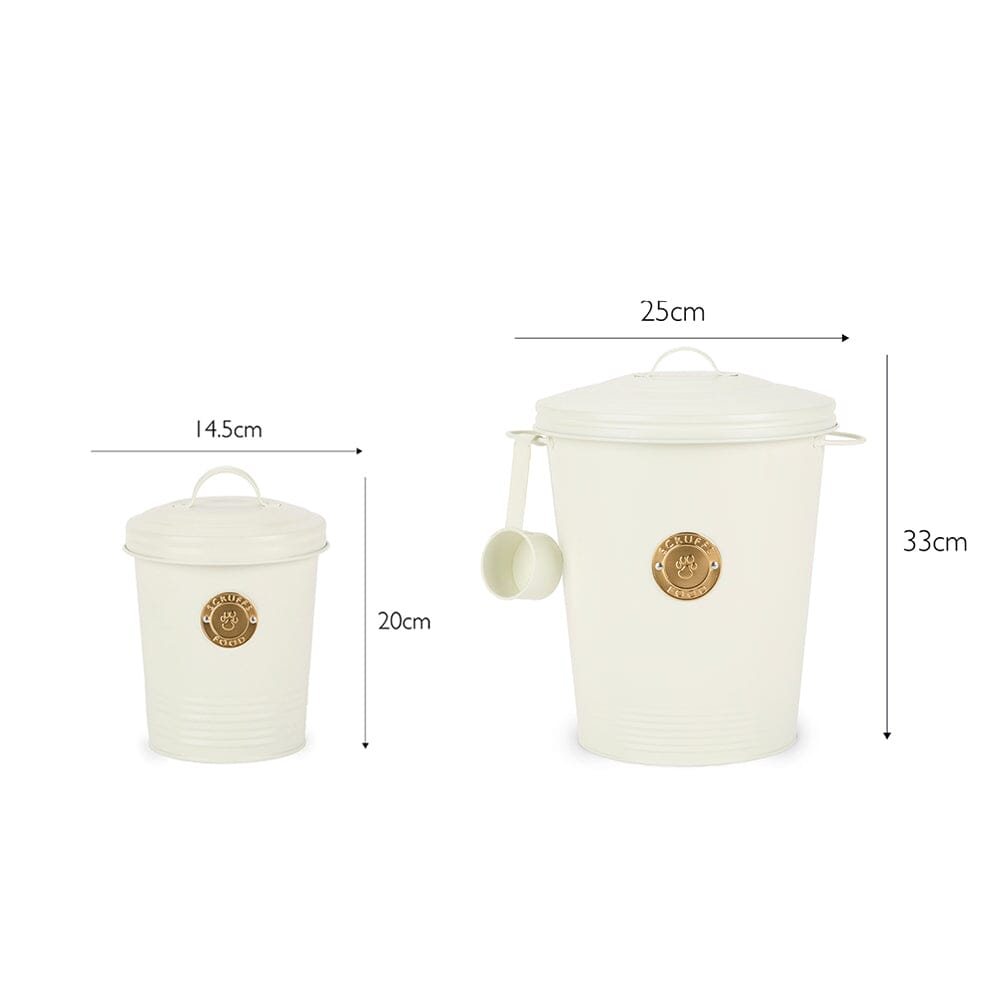 Scruffs Cantina Steel Storage Pet Food &amp; Treat Canister Set - 2L/7L - Cream Pet Food Containers Scruffs® 