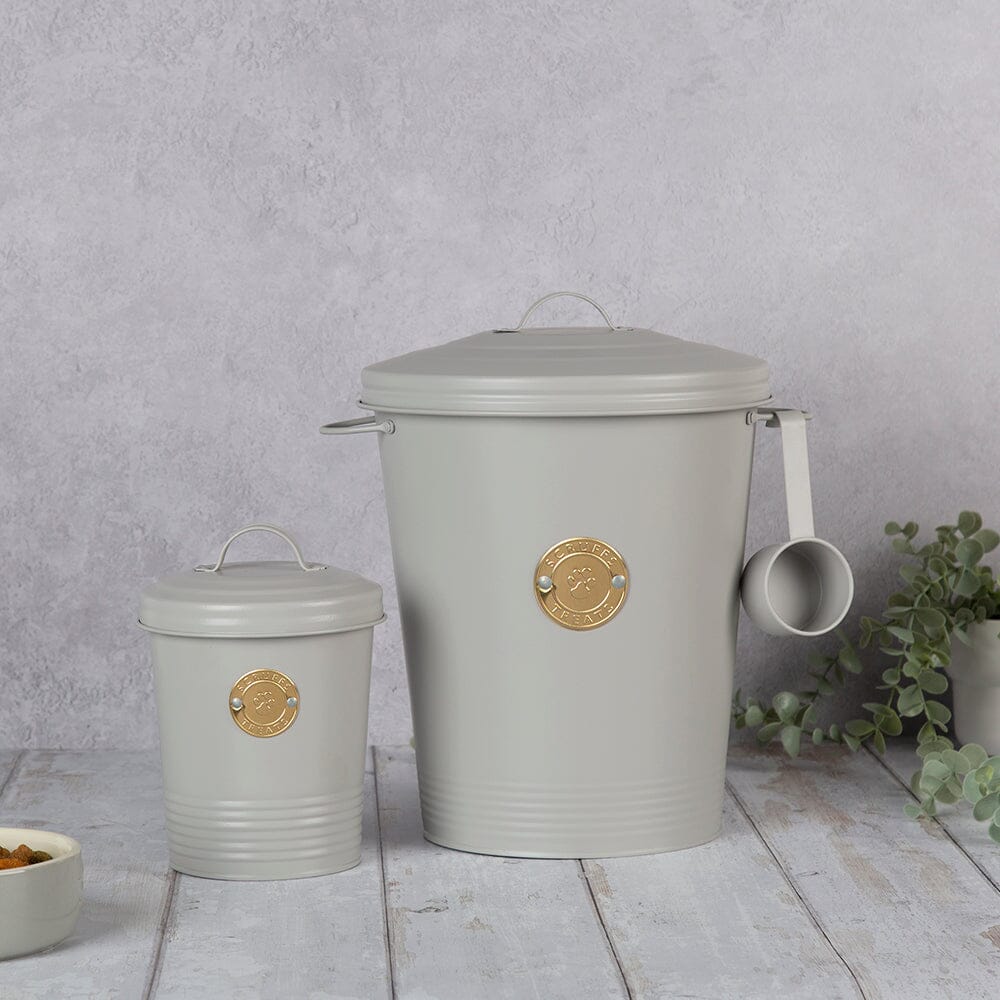 Scruffs Cantina Steel Storage Pet Food &amp; Treat Canister Set - 2L/7L - Light Grey Pet Food Containers Scruffs® 