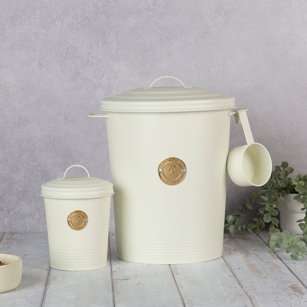 Scruffs Cantina Steel Storage Pet Food &amp; Treat Canister Set - 2L/12L - Cream Pet Food Containers Scruffs® 