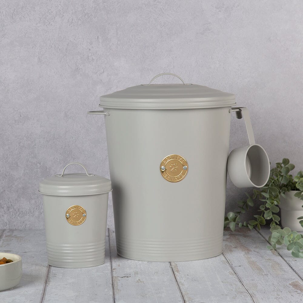 Scruffs Cantina Steel Storage Pet Food &amp; Treat Canister Set - 2L/12L - Light Grey Pet Food Containers Scruffs® 