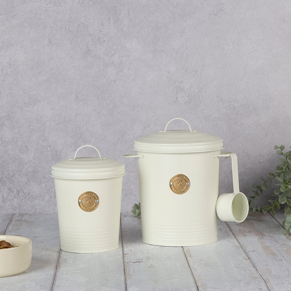 Scruffs Cantina Steel Storage Pet Food &amp; Treat Canister Set - 2L/4L - Cream Pet Food Containers Scruffs® 