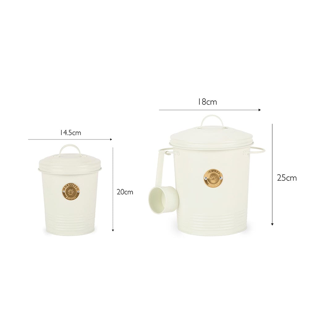 Scruffs Cantina Steel Storage Pet Food &amp; Treat Canister Set - 2L/4L - Cream Pet Food Containers Scruffs® 