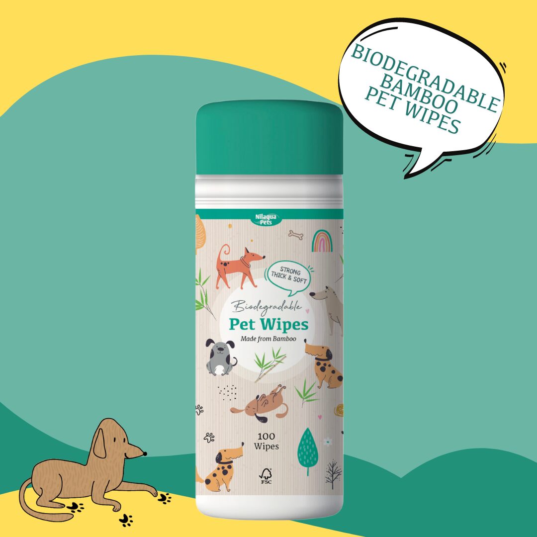Nilaqua Bamboo Biodegradable Pet Wipes (100pk) | Eco-Friendly, Plastic-Free Pet Wipes