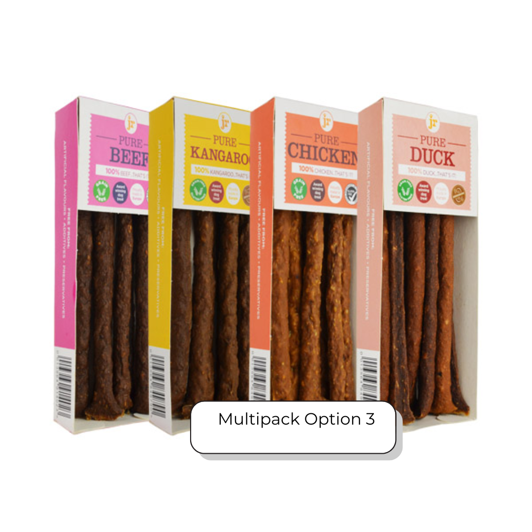 JR Pet Products Pure Meat Sticks Variety Pack | 100% Natural, Single Protein Dog Treats