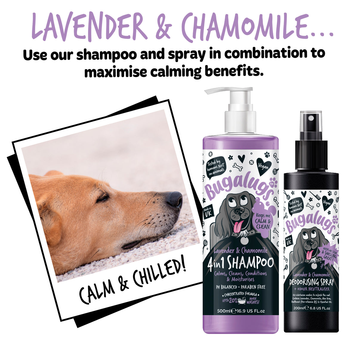 Bugalugs Dog Deodorising Spray - Lavender &amp; Chamomile