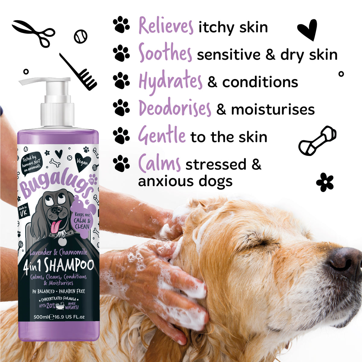 Bugalugs 4 in 1 Dog Shampoo - Lavender &amp; Chamomile