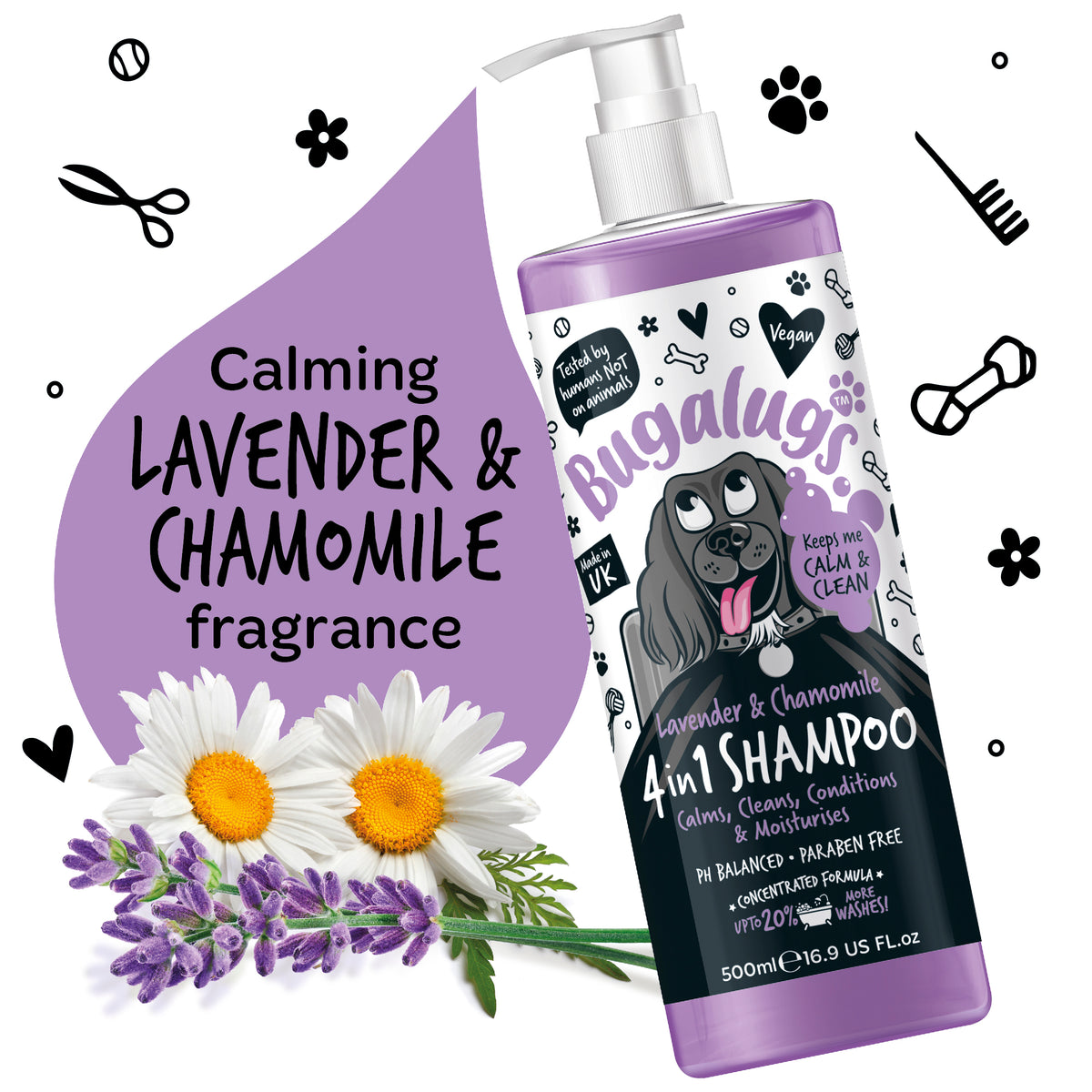 Bugalugs 4 in 1 Dog Shampoo - Lavender &amp; Chamomile
