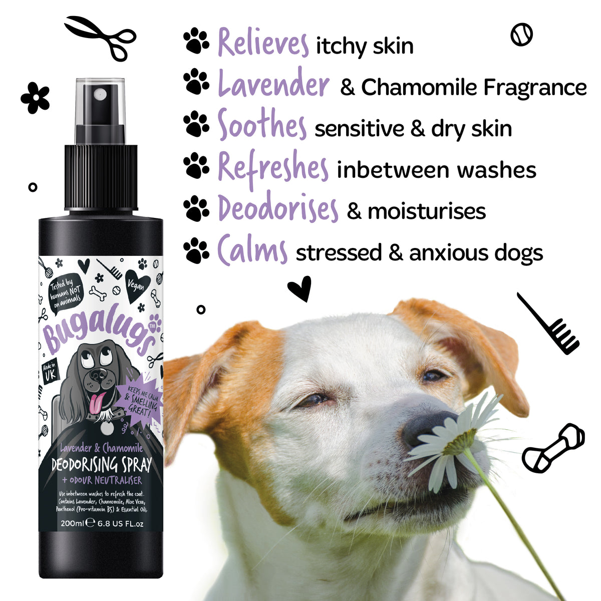 Bugalugs Dog Deodorising Spray - Lavender &amp; Chamomile