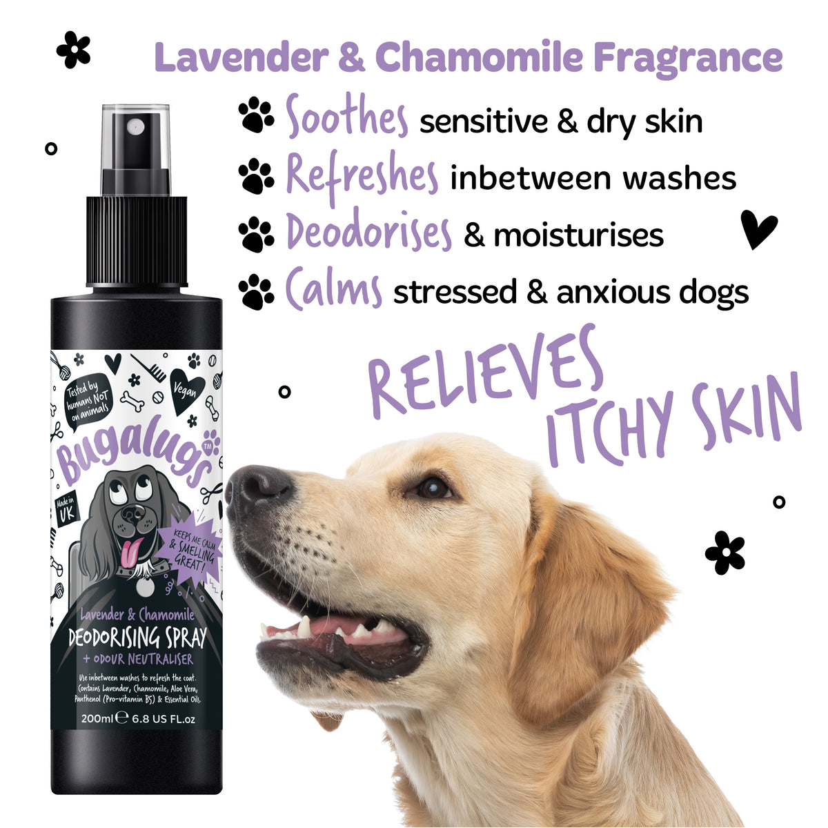 Bugalugs Dog Deodorising Spray - Lavender &amp; Chamomile