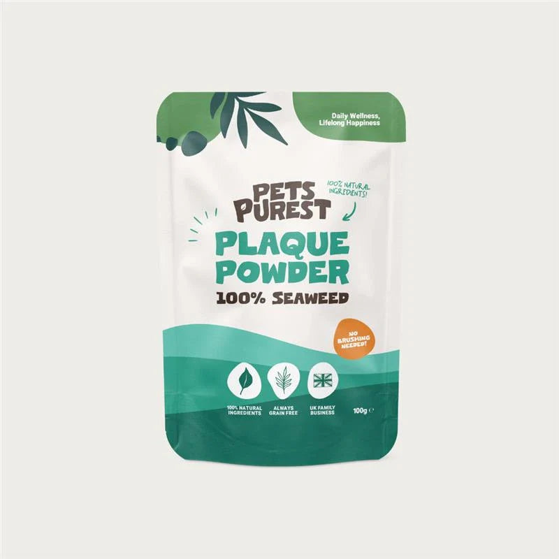 Natural Plaque Removal Powder for Dogs &amp; Cats | 100g Seaweed Dental Care Supplement