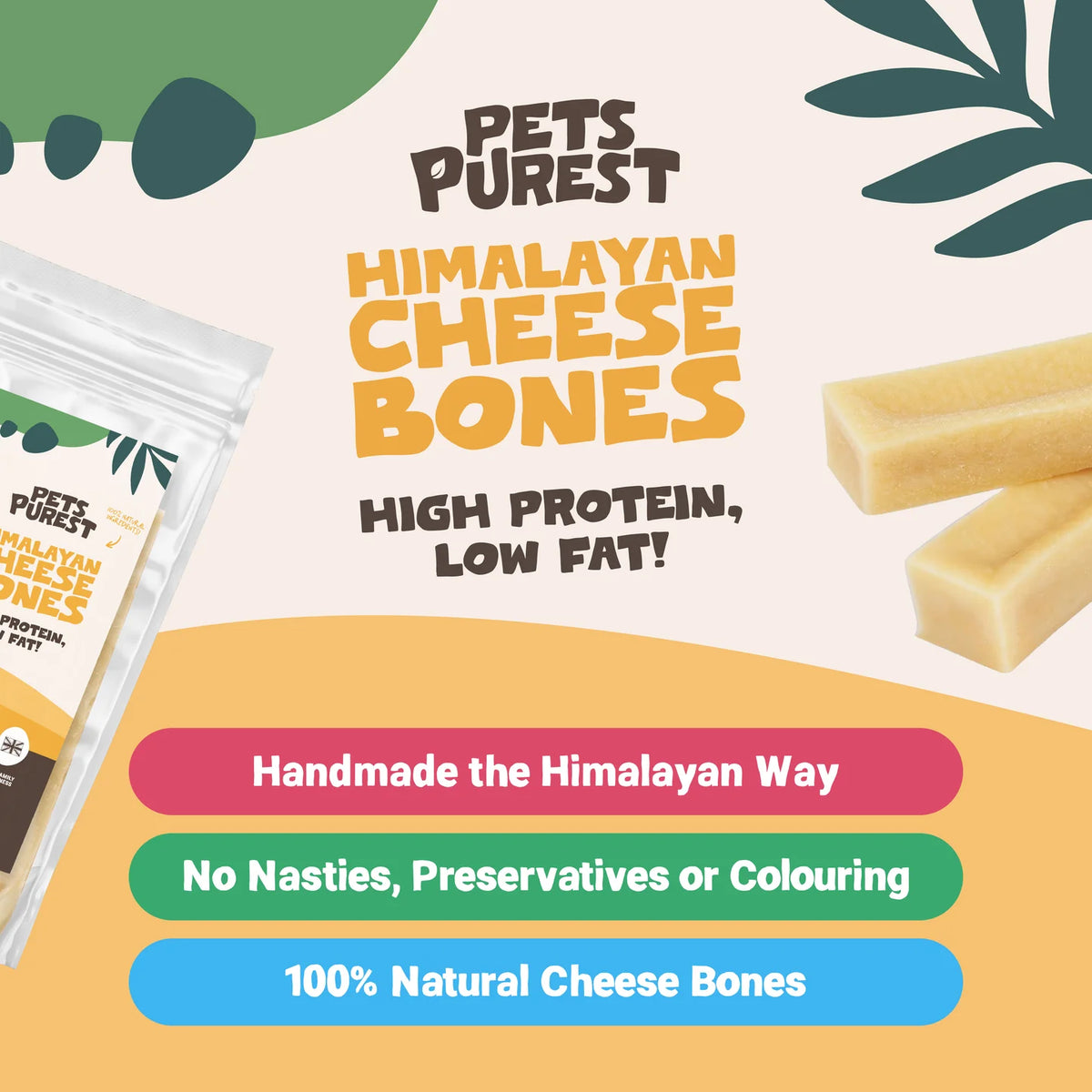 Medium Himalayan Yak Cheese Bones | 3 Pack Long-Lasting Natural Dog Chews
