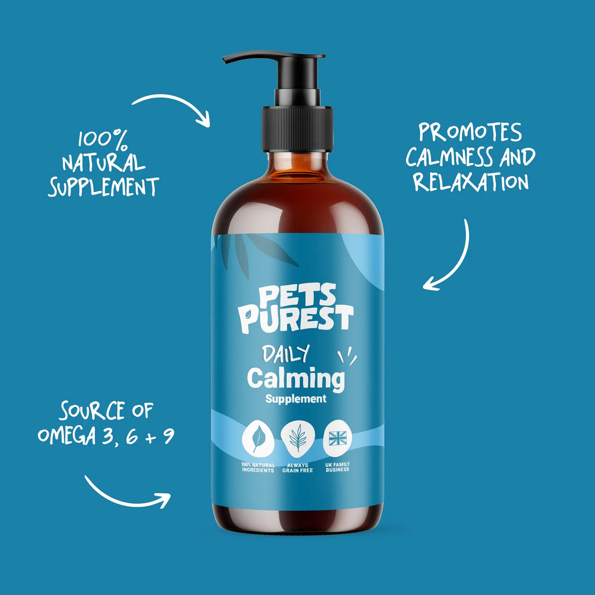 Calming Salmon Oil for Dogs &amp; Cats | 300ml Natural Anxiety &amp; Stress Relief