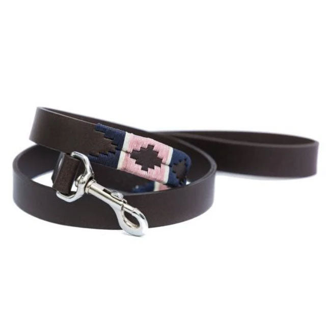 Pioneros Polo Dog Lead - Pink, Navy & White Stripe at £34.99