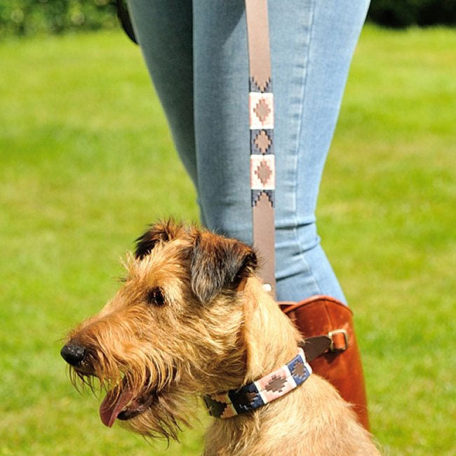 Pioneros Polo Dog Lead - Pink, Navy & White Stripe at £34.99