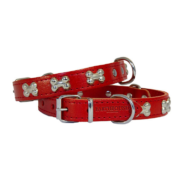 Earthbound Luxury Red Leather Bone Collar