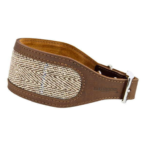 Earthbound Luxury Herringbone Tweed & Leather Whippet Collar CO2202 on www.dogsdogsdogs.co.uk