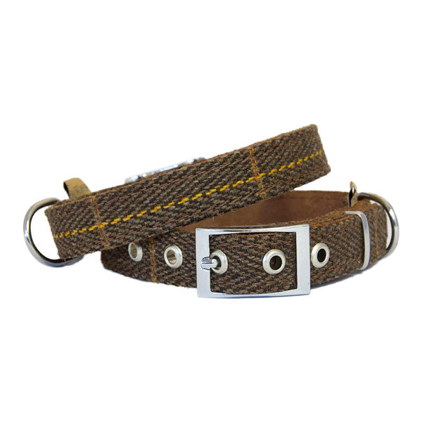 Earthbound Luxury Brown Tweed Collar with Suede Backing CO6902 on www.dogsdogsdogs.co.uk