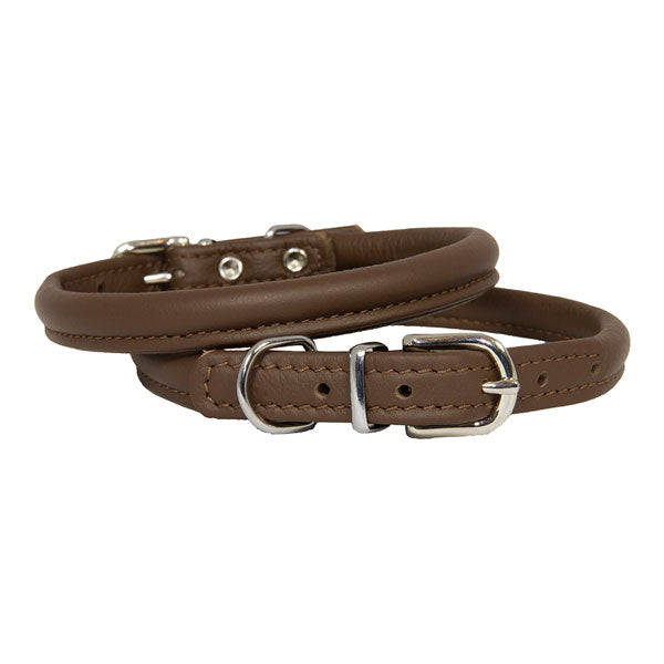 Earthbound Rolled Brown Leather Collar