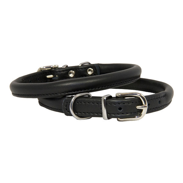Earthbound Rolled Black Leather Collar